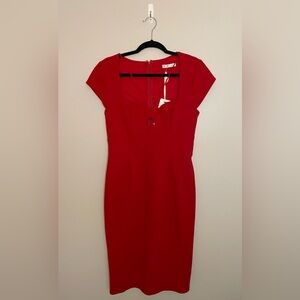 Here Comes The Sun Bodycon Keyhole Sheath Dress, Red, Size L, NWT